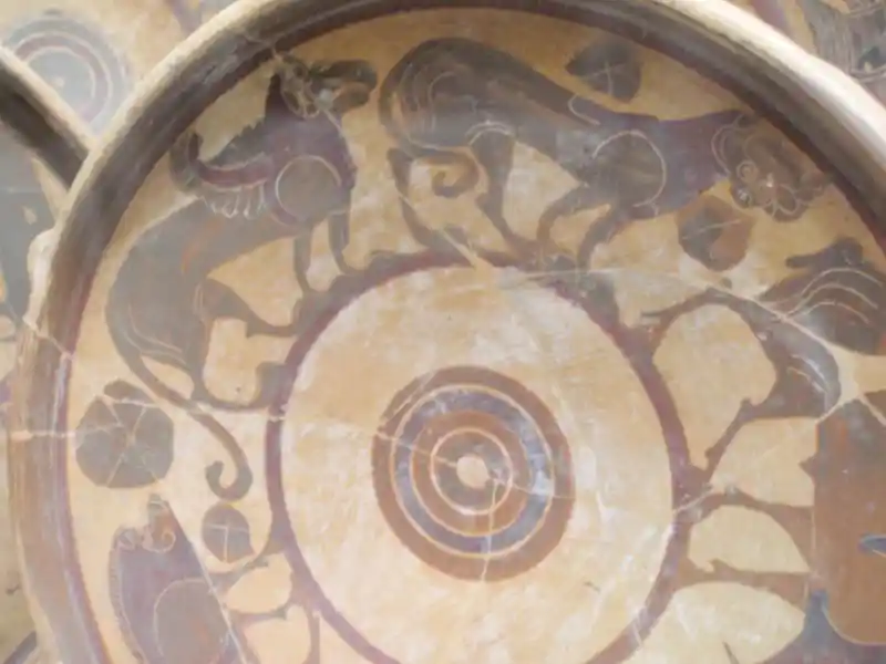 Solar disc with flares or rays as the feet of animals, located at the National Etruscan Museum of Villa Giulla, Rome. Solar disc with flares or rays as the feet of animals, located at the National Etruscan Museum of Villa Giulla, Rome.